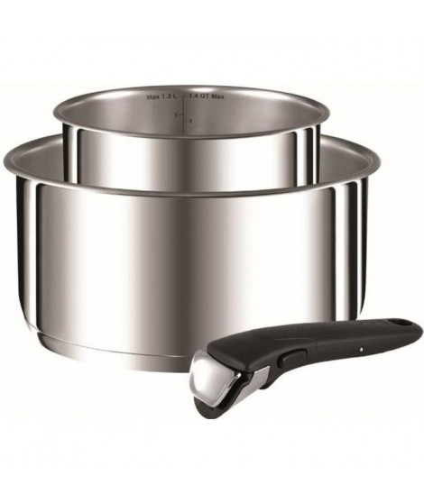 TEFAL L9408802 INGENIO PRÉFÉRENCE Set de 2 casseroles 16/20 cm + Poignée amovible - Induction - Inox