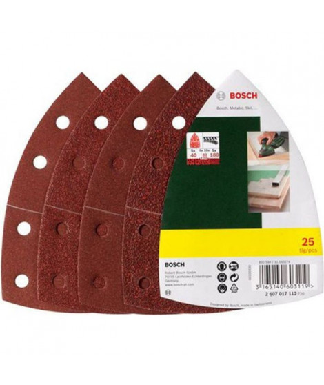 Assortiment de 25 disques abrasifs Bosch - Pour Ponceuses Multi, Grain 40/80/120/180