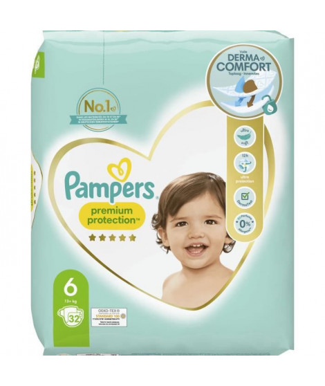 PAMPERS Premium Protection Taille 6 - 32 Couches