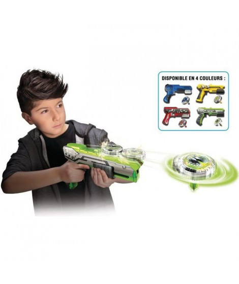 SPINNER MAD - 1 pistolet Blaster lanceur de toupies + 1 Toupie de combat -disponible en 4 couleurs aléatoires