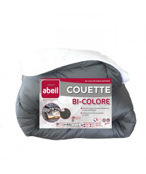 ABEIL Couette Bicolore - 200 x 200 cm - Blanc et gris