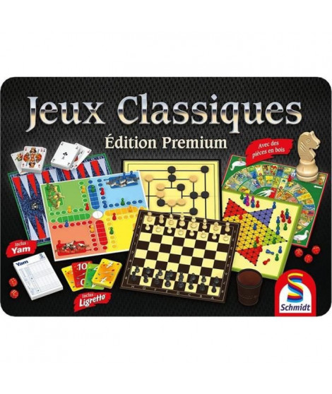 Coffret Jeux Classiques Édition Premium - Jeu de société - SCHMIDT SPIELE - Boîte Métal