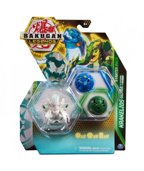 Bakugan - Starter Pack - Coffret 3 Bakugan Saison 5 - 2 tuile BakuScore et 2 Cartes - Des 6 ans - Modele Aléatoire