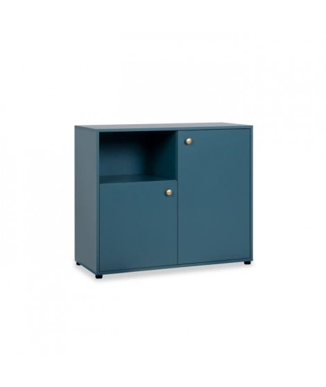 Commode- Buffet 2 portes avec niche - Bleu Pétrole - 90 x 40 x 75 cm - POP COLOR