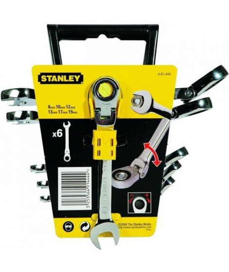 Clé mixte a cliquet a tete indexabe de 8 a 19 mm STANLEY - 4-91-444 - Jeu de 6 pieces