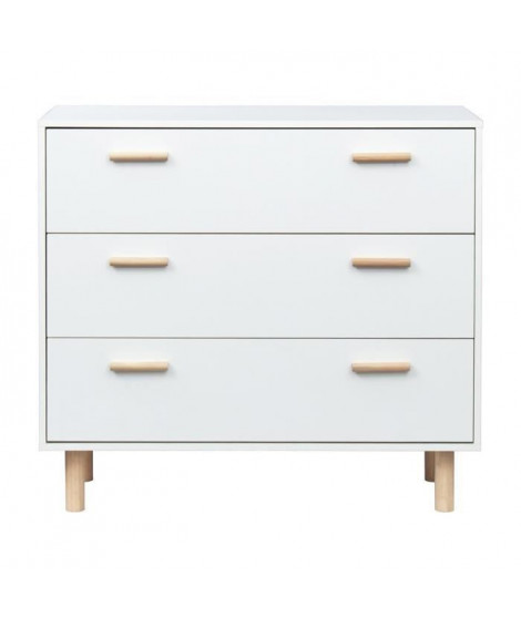 Commode avec 3 tiroirs - Pieds bois de pin blanc - LILA