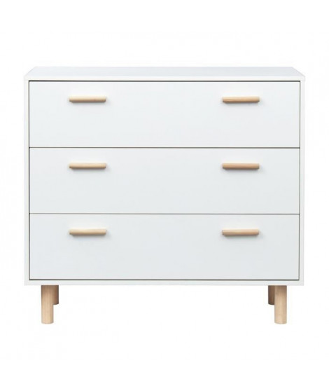 Commode avec 3 tiroirs - Pieds bois de pin blanc - LILA