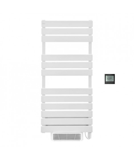 Radiateur Seche-serviettes avec soufflerie 750W + 1000W OCEANIC Opal - Thermostat déporté - Blanc - NF