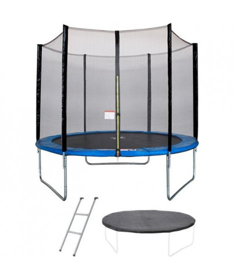 Trampoline  Ø 300 cm Bleu MAXI ECO - KANGUI - Avec Filet, Echelle, Couverture de Protection