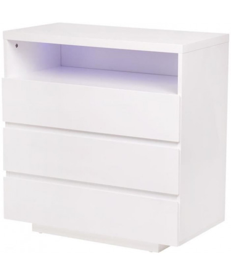 Commode avec luminaire LED inclus - 3 tiroirs et 1 niche - LUX