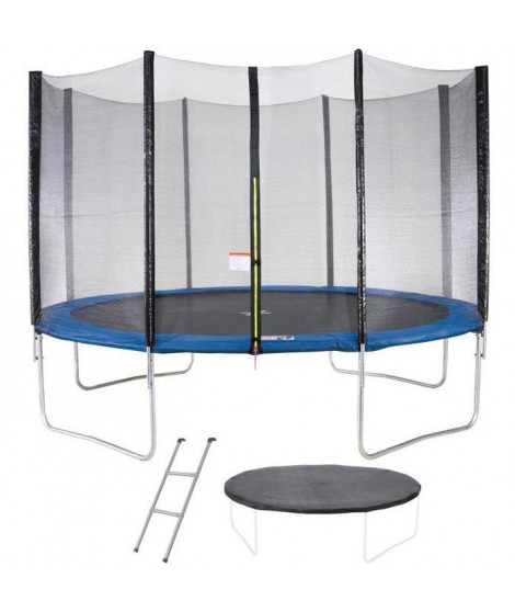 Trampoline Ø 360 cm Bleu MAXI ECO - KANGUI - Avec Filet, Echelle, Couverture de Protection