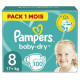 PAMPERS BABY-DRY Taille 8 - 100 couches - Pack 1 mois