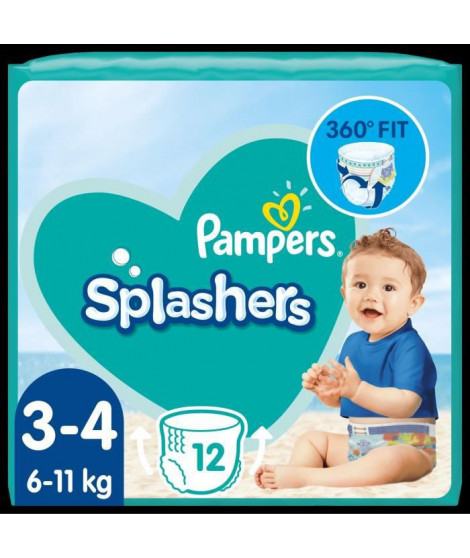 Pampers Splashers Taille 3-4, 6-11 kg, 12 Couches-Culottes De Bain