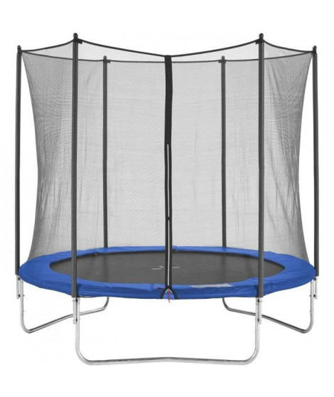 Trampoline 244 cm Bleu avec filet de protection - Trampoline de jardin KANGUI