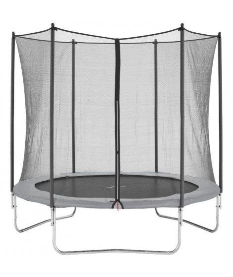 Trampoline 250 - Diametre 244 cm - Gris - KANGUI - Avec filet de protection