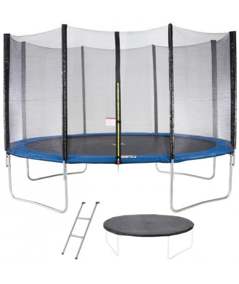 Trampoline MAXI ECO Ø 430 cm Bleu - Avec Filet, Echelle, Couverture de protection