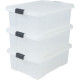 IRIS OHYAMA Lot de 3 boîtes de rangement avec fermeture clic - Power Box - SK-430 - Transparent - 43 L - 63,5 x 44,6 x 23 cm