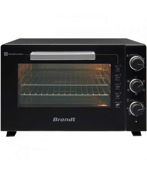 BRANDT FC469MUB - Mini-Four 46 litres - 1800W - Multifonctions - Thermostat réglable 230°C - Minuterie 120min - Aluminium - Noir