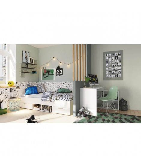 DEMEYERE Chambre complete enfant - Lit + bureau - Blanc - LILA