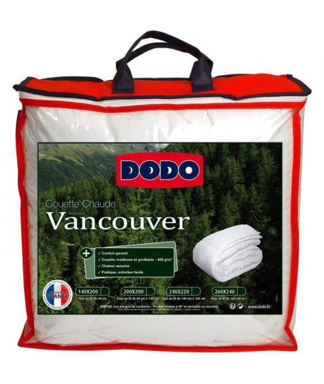 DODO Couette chaude Vancouver 400 gr/m² 200x200 cm blanc