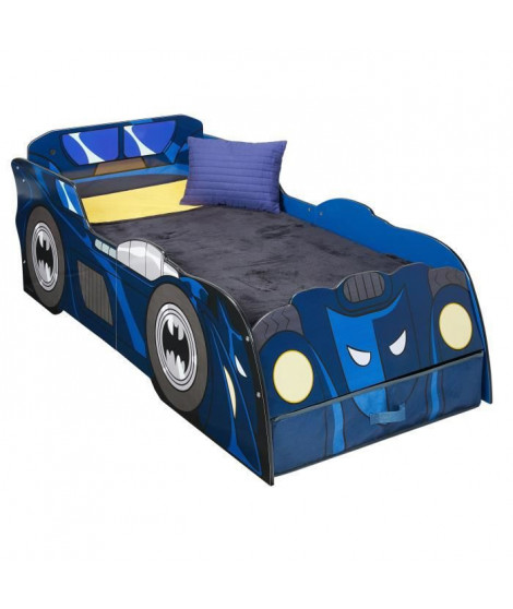 Batman Batmobile - Lit lumineux pour enfants avec rangement, pour matelas  140cm x 70cm