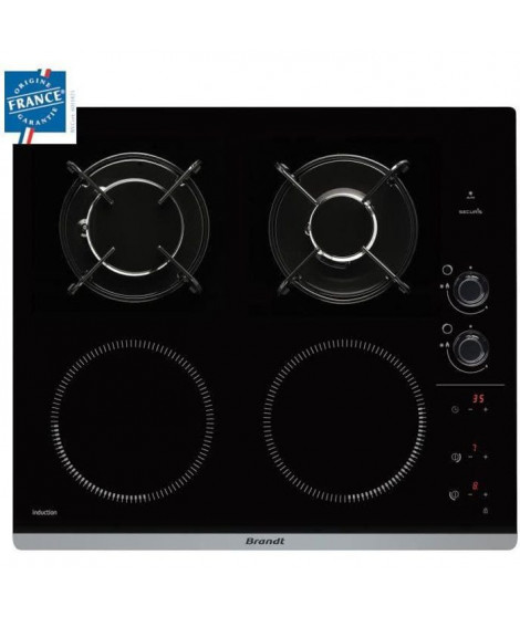 BRANDT BPI6413BM - Table de cuisson mixte gaz et induction