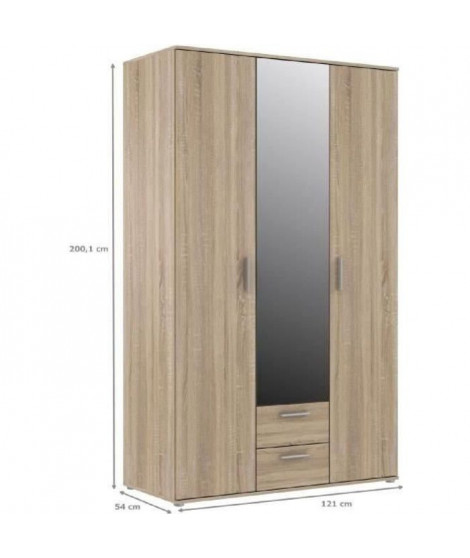 FINLANDEK Armoire de chambre SELKEÄ style contemporain décor chene sonoma - L 121 cm