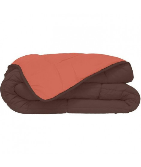 CALGARY Couette chaude Microfibre 400g/m² Chocolat & Corail 140x200cm