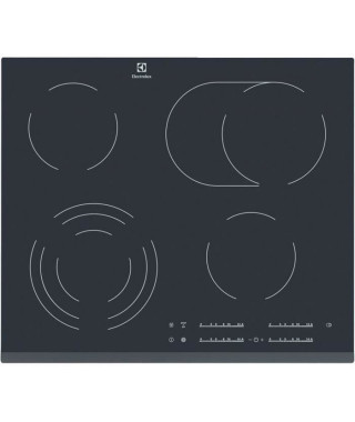 ELECTROLUX EHF6547FOK Plaque de cuisson vitrocéramique - 4 zones - 7100W - L59 x P52cm - Revetement verre - Noir