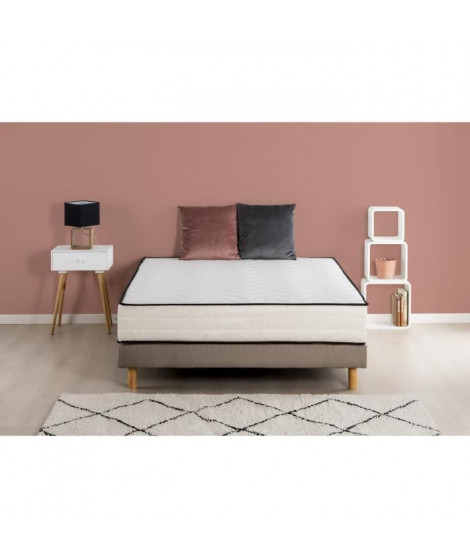 HOTEL SEASONS Ensemble matelas + sommier 140x190 cm - Mousse haute densité - 25 cm - 5 zones - DEKO DREAM