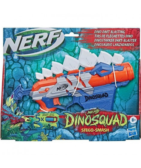 NERF - DinoSquad - Blaster Stegosmash - rangement 4 fléchettes - 5 fléchettes NERF - officielles - design de stégosaure