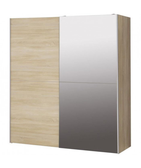 ULOS Armoire 2 portes coulissantes + miroir - Chene sonoma - L 170,3 x P 61,2 x H 190,5 cm