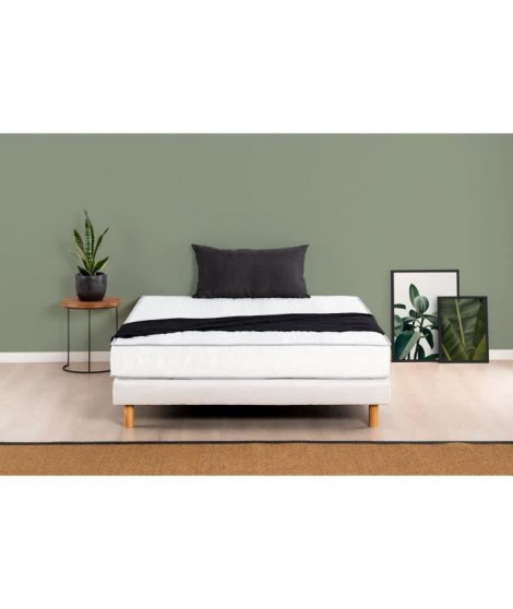 DEKO DREAM Ensemble MAINE matelas + sommier 140 x 190 - Confort ferme - 5 zones de confort