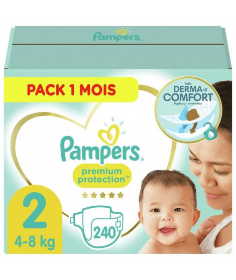 PAMPERS New Baby Taille 2, 3 a 6kg 240 couches