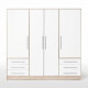 JUPITER Armoire de chambre style contemporain en bois aggloméré blanc et chene - L 206,5 cm