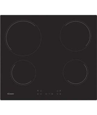 CANDY CH64CCB - Table de cuisson vitrocéramique - 4 zones - 6500 W - L 56 x P 49 cm - Revetement verre - Noir