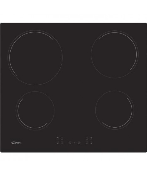 CANDY CH64CCB - Table de cuisson vitrocéramique - 4 zones - 6500 W - L 56 x P 49 cm - Revetement verre - Noir