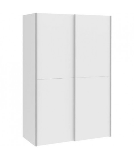 Armoire 2 portes coulissantes - Blanc mat - L 120 x P 61,2 x H 190,5 cm - OZZULA