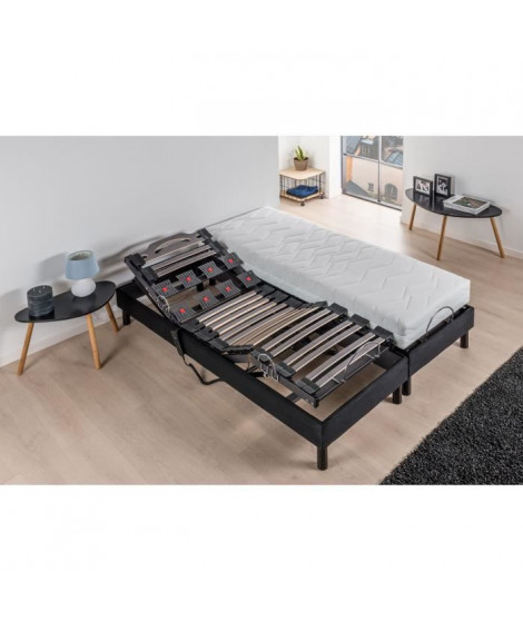 DEKO DREAM Ensemble Relaxation Matelas mousse 2x90x200 + Sommier TPR avec Plots top confort