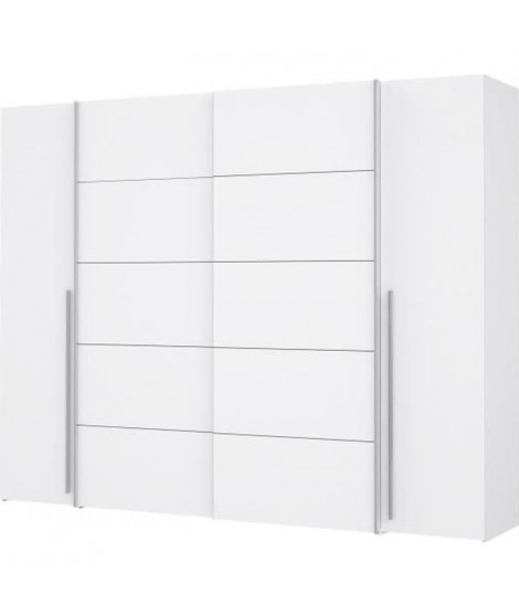 Armoire 2 portes battantes + 2 portes coulissantes - Blanc mat - L 270,3 x P 61,2 x H 210 cm - NARAGO