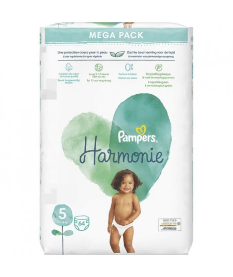 PAMPERS Harmonie Taille 5 - 64 Couches