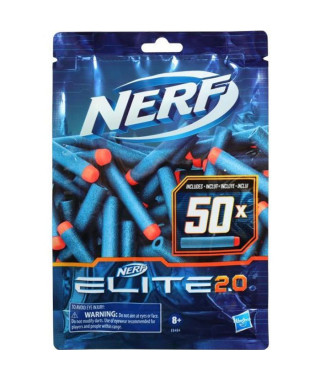NERF - Elite 2.0 - Recharge de 50 fléchettes en mousse NERF - Elite 2.0 officielles - compatibles avec les Blasters NERF - Elite