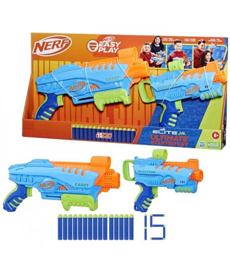 Nerf Elite Junior Ultimate Starter Set, 2 blasters, 15 fléchettes Nerf Elite