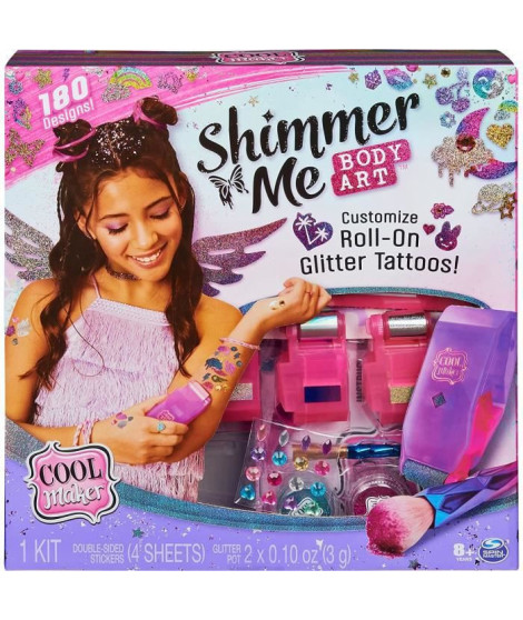 COOL MAKER - Shimmer Me Body Art - 6061176 - Machine a Taoutages pour enfants - 180 motifs Avec Couleurs Strass et Pailettes