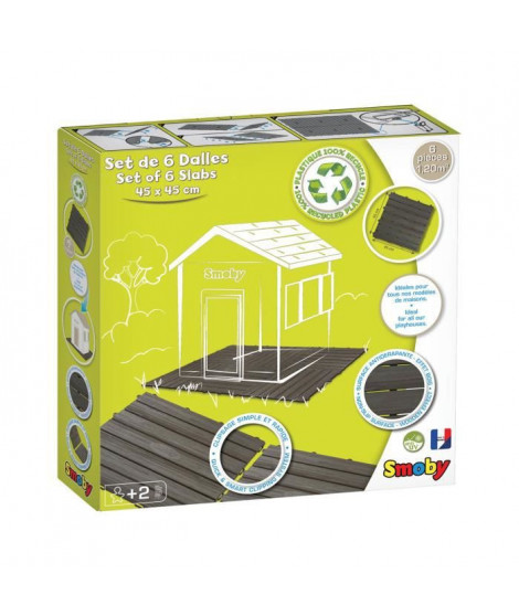 SMOBY Set de 6 dalles 45x45 cm - Plancher de maison, terrasse, chemin d'acces