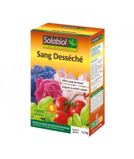 SOLABIOL - Sang Desséché 1,5 Kg - Action coup de fouet - Pret a l'emploi - Utilisable en agriculture biologique