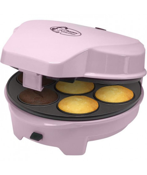 Bestron Machine a cake 3 en 1 au design rétro, Avec 3 plaques de cuisson interchangeables, 700 Watts, Couleur: rose