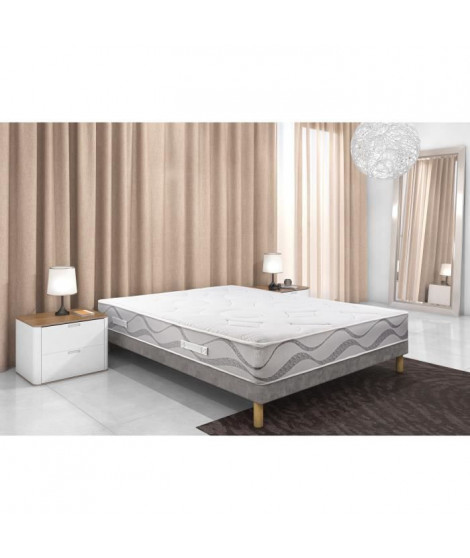 EXELLENCE COLLECTION Essentiel Ensemble matelas + sommier 160 cm - 720 Ressorts - 30 cm - 9 Zones - 3 cm mousse HD 35kg - Ferme