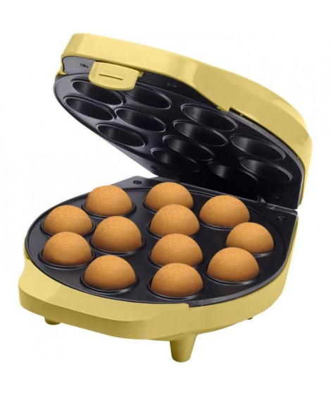 Bestron Appareil a cake pop au design rétro, Inclut un support a cake pop, fourchette & 12 bâtonnets a cake pop, Couleur: jaune