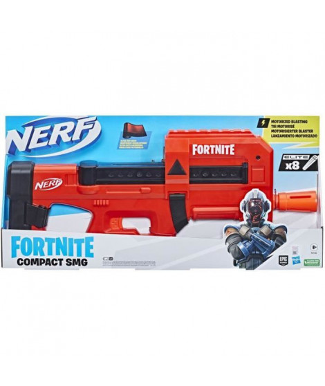 Nerf Fortnite Compact SMG, Blaster a fléchettes motorisé, revetement Ultra Red, chargeur interne 8 fléchettes, inclut 8 fléch…